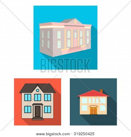 Isolated Object Of Building And City Symbol. Set Of Building And Modern Bitmap Icon For Stock.