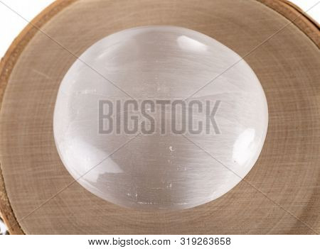 Polish Selenite In Front Of White Background