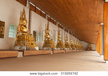 Wat Dhammayan, Buddha Statues Are Enshrined In The Pavilion Around The Chapel At A Buddhist Temple I
