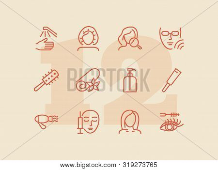 Beauty Icons. Set Of Line Icons On White Background. Electric Fan, Perfume, Meso Therapy. Cosmetolog