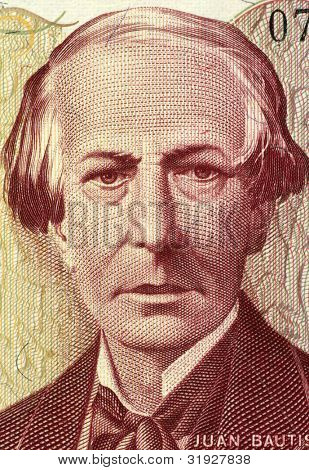 ARGENTINA - CIRCA 1984: Juan Bautista Alberdi (1810-1884) on 5000 Pesos 1984 Banknote from Argentina. Argentine political theorist and diplomat.