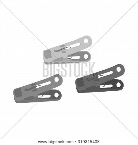 Vector Illustration Of Clothespeg And Peg Logo. Set Of Clothespeg And Washing Vector Icon For Stock.