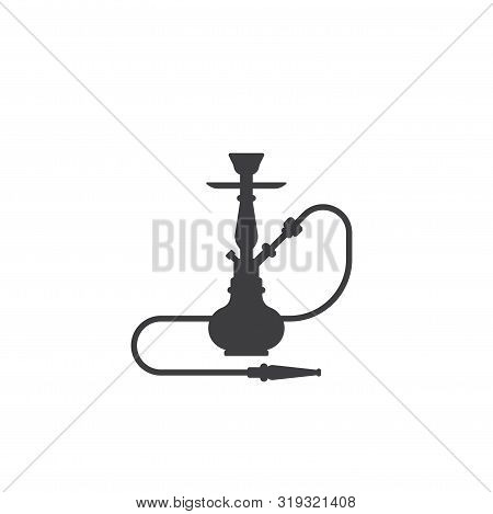 Sisha Icon Isolated On White Background. Hookah Black And White Flat Style Sillhouette Illustration.