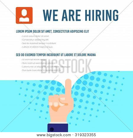 We Are Hiring Infographic Template With Text Sample. Job Search, Recruiting, Human Recource Concept.