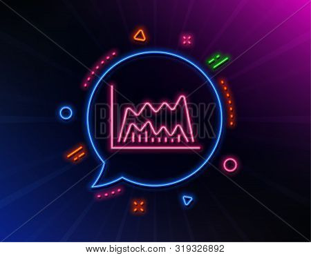 Investment Chart Line Icon. Neon Laser Lights. Economic Graph Sign. Stock Exchange Symbol. Business 