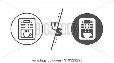 Vending Machine Sign. Versus Concept. Coffee Maker Line Icon. Make Tea Symbol. Line Vs Classic Coffe