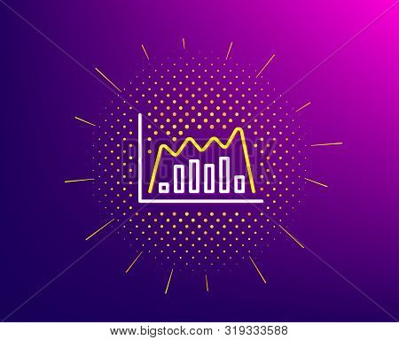 Investment Chart Line Icon. Halftone Pattern. Economic Graph Sign. Stock Exchange Symbol. Business F