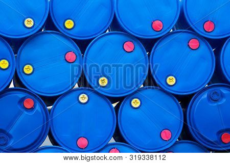 Pattern Of Water Tank Or Chemical Plant, Plastic Storage Drums, Big Blue Barrels