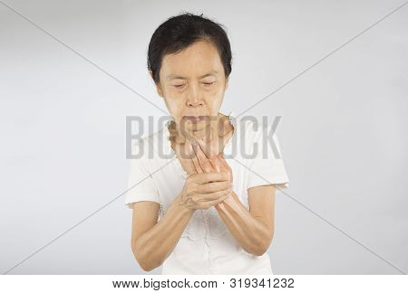 Old Asian Woman Hand Bones Pain Healthcare