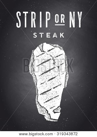 Steak, Chalkboard. Kitchen Poster With Steak Silhouette