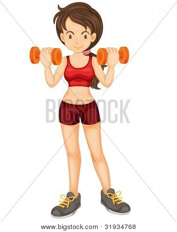 무게로 훈련 하는 여자의 그림