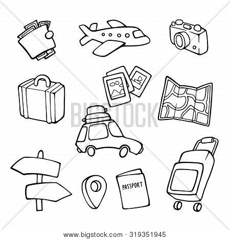 Signs. Tourism. World Travel Day. Hand Drawn Style