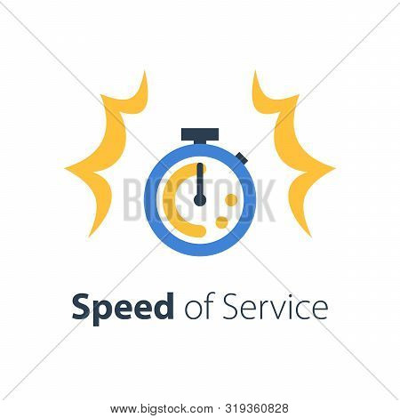 Fast Time, Stop Watch Speed, Quick Delivery, Express And Urgent Services, Deadline And Delay, Vector