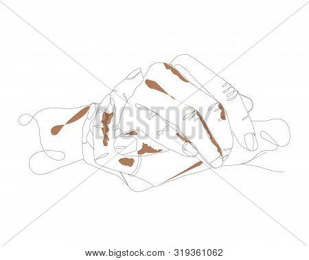 Continuous Single Non-painted One-line Intertwined Hands Of A Woman Drawn By Hand Picture Silhouette