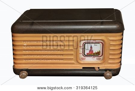 Mid 20th Century Radio Receiver - Isolated On White
