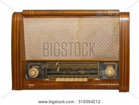 Mid 20th Century Radio Receiver - Isolated On White