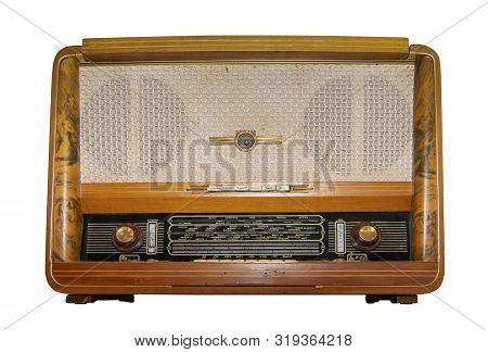 Mid 20th Century Radio Receiver - Isolated On White