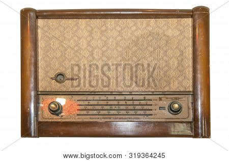 Mid 20th Century Radio Receiver - Isolated On White