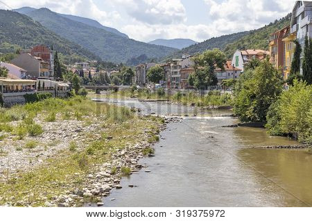 Asenovgrad, Bulgaria - August 5, 2019: Chepelarska (chaya) River Passing Through The Town Of Asenovg