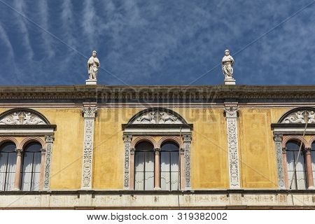 Verona, Italy, Europe, August 2019, Loggia Del Consiglio In The Piazza Dei Signori