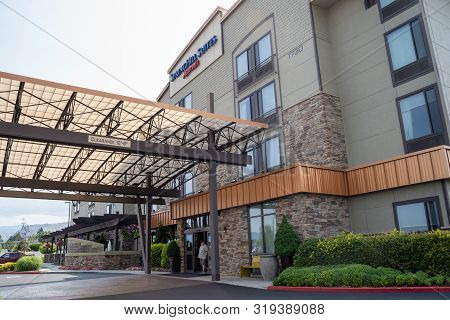 Wenatchee, Washington - July 4, 2019: Exterior Of A Springhill Suites By Marriott Hotel, Showing The