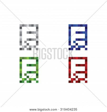 Set Of The Business Corporate Colorful Letter E  Logo Design Vector Logotype For Technology. Pixel S