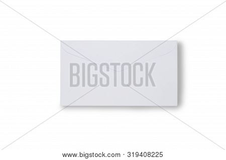 Close Up Mail Envelope Isolated On White With Clipping Path. Mail Paper Envelope Di Cut With Clippin