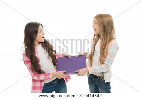 Upbringing And Greediness Problem. Greedy Friends. Greedy Children Concept. Share Book With Classmat