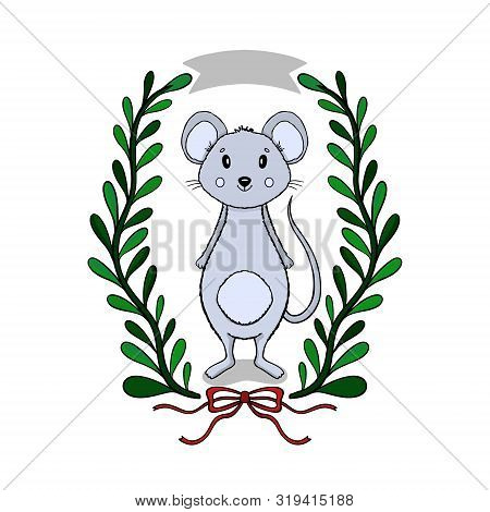 Animal Mouse Cute Child. Isolated In White Background.
