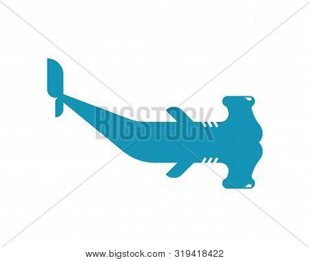 Hammerhead Shark Isolated. Water Predator. Large Predatory Sea Fish. Vector Illustration