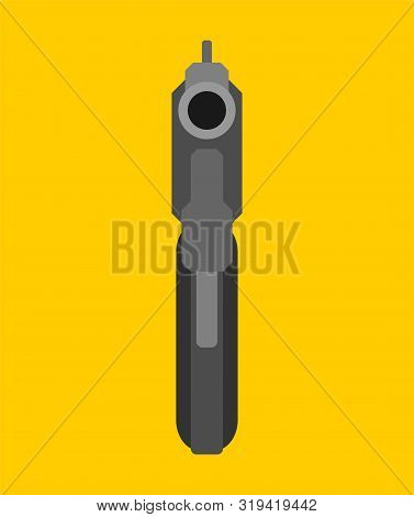 Automatic Gun Front View Isolated. Handgun Vector Illustration