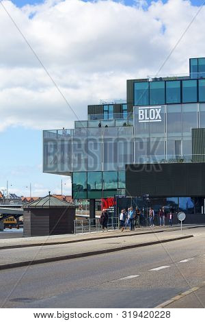 Copenhagen, Denmark - June 22, 2019: Blox, Modern Building On Christians Brygge, Danish Architecture