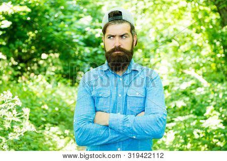 Look Your Best. Hispter Style. Fashion Portrait Of Man. Hair Beard Care. Guy In Forest. Summer Campi
