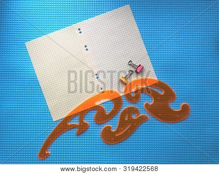 Back To School Concept. Sudent Tools On Blue Background.