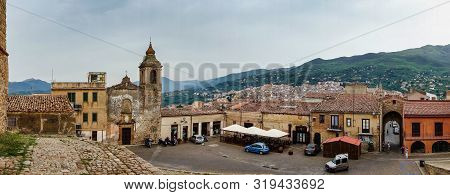 Small Town Of Castelbuono, Palermo, Sicily, From Piazza Castello.