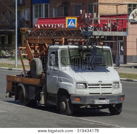 Kazakhstan, Ust-kamenogorsk, July 4, 2019: Zil 5301. Bucket Truck. Old Russian Truck