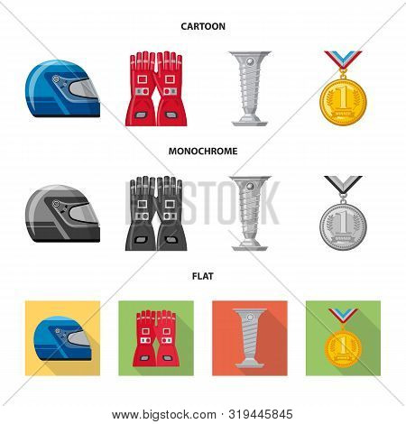 Vector Illustration Of Car And Rally Icon. Set Of Car And Race Stock Vector Illustration.