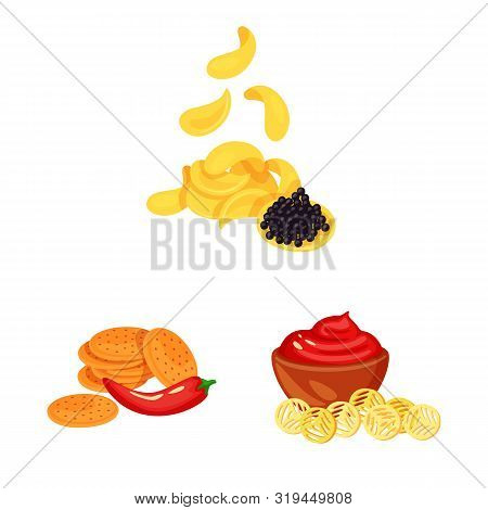 Vector Illustration Of Food And Product Sign. Set Of Food And Party Vector Icon For Stock.