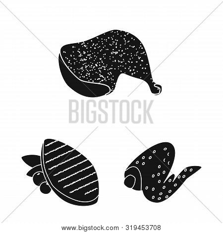 Vector Illustration Of Restaurant And Agriculture Sign. Set Of Restaurant And Raw Vector Icon For St