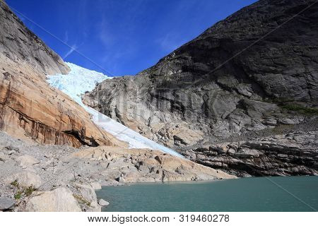 Norway Nature - Glacier Landscape. Jostedalsbreen National Park - Briksdalsbreen Glacier.
