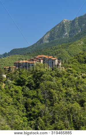 Panoramic View Of The Old Village Of Ugliancaldo, Massa Carrara, Tuscany, Italy, In The Lunigiana Re