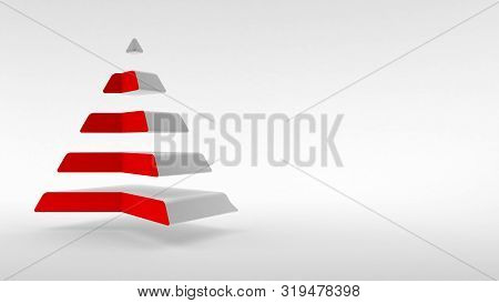 The Logo On A White Background, A White Pyramid With A Neck Of Red Color Composed Of Equal Horizonta
