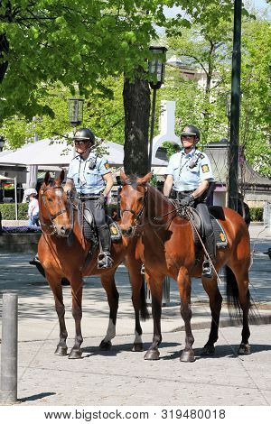 Oslo, Norway - Mai 14: Rytterkorpset Is The Riding Police On A Special Section In The Police Distric