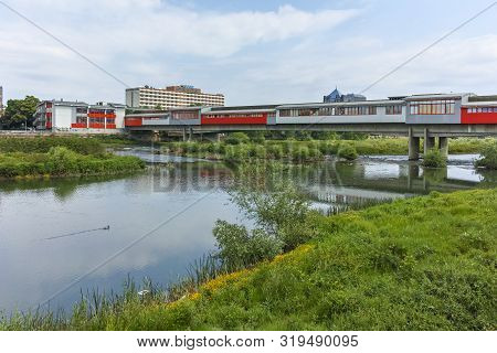 Plovdiv, Bulgaria - May 7, 2018: The Maritsa River, Passing Through The City Of Plovdiv, Bulgaria