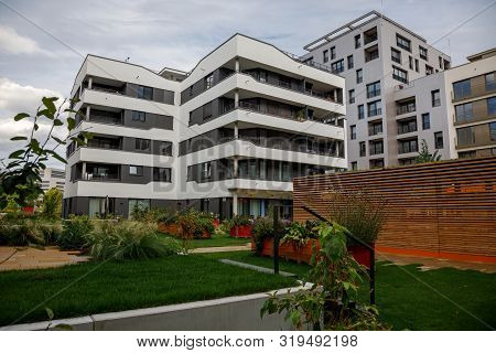 Heilbronn, Germany - August 12, 2019. Modern Homes During The Federal Garden Show 2019 Buga Heilbron