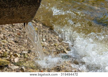 Pollution Of The Environment By Waste From Pipes Or Drainage. The Concept Of Nature Pollution Sewera