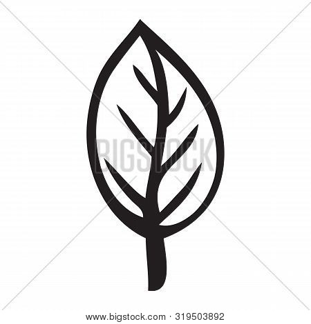 Black And White Isolated Leaf Icon Issolated