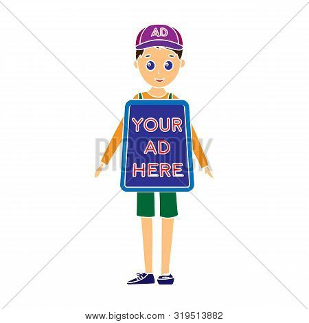 Human Billboard Icon In Colour Style Isolated On White Background. Advertising Symbol Stock Vector I