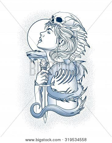 Girl With A Terrible Snake On His Shoulder