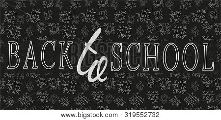 Pattern Of Game Tic Tac Toe, Blackboard And Chalk. Drawing Of White Contour On Black Background, Art